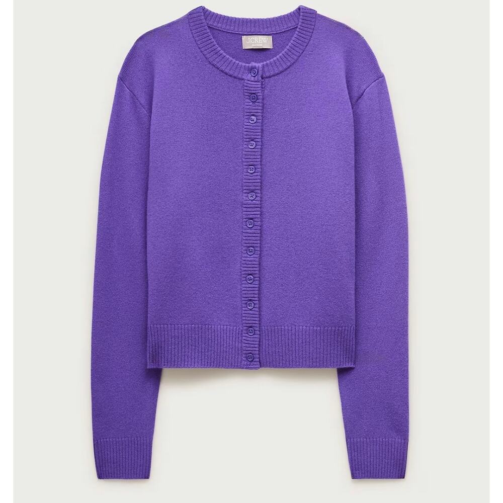 J. Crew Perfect Cashmere Cardigan in Purple NWT size XS - Picture 1 of 7